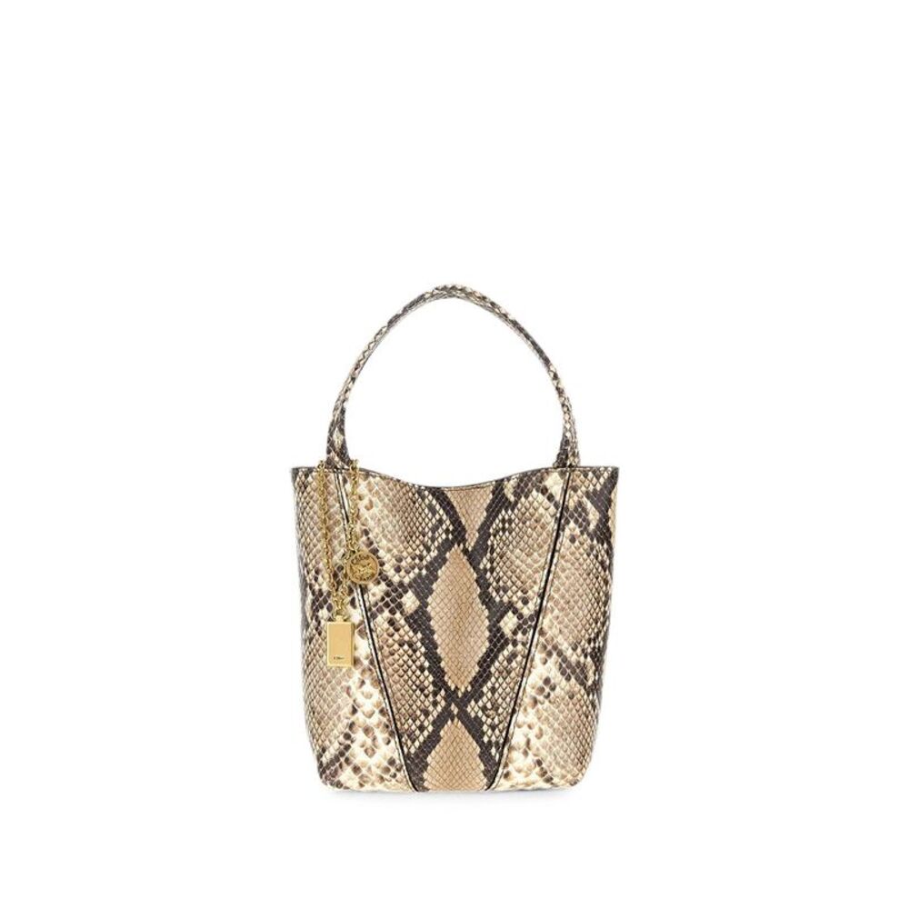 Small Chloé Spin Tote Bag In Python-Effect Leather Women